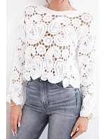 Dámský letní krajkový svetr s knoflíky a dlouhým rukávem černý