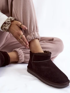 Dámské semišové nízké boty do sněhu Hněde Shelie