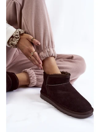 Dámské semišové nízké boty do sněhu Hněde Shelie