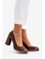 Semišové Čerpadla Na Podpatku Hnědé Laura Messi 2702 Semišové Čerpadla Na Podpatku Hnědé Laura Messi 2702