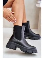 Zateplené nazouvací botky Chelsea z eko kůže Big Star MM274071 Černé