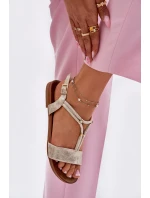 Dámské Plné Sandály S Pásky S.Barski KV51-120 Zlaté