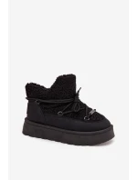 Dámské Sněhule Na Platformě S Kožíškem Typu Beránek Big Star SS274109 Černé Dámské Sněhule Na Platformě S Kožíškem Typu Beránek Big Star SS274109 Černé