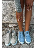Polobotky Sneakersy na platformě z přírodního semiše modré Blushy Polobotky Sneakersy na platformě z přírodního semiše modré Blushy