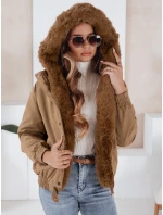 Dámská zimní bunda VESSADA krátká s kožešinou světle hnědá FashionStreet TY5061