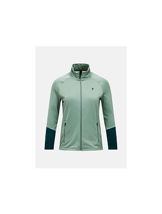 Dámská mikina PEAK PERFORMANCE W Rider Essentials Midlayer Zip Jacket, zelená barva Dámská mikina PEAK PERFORMANCE W Rider Essentials Midlayer Zip Jacket, zelená barva