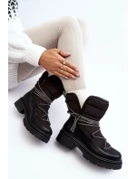 Dámské zimní boty s ozdobným šněrováním černé Rilana