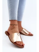 Dámské sandály z ekokože na ploché podrážce zlaté Maliha