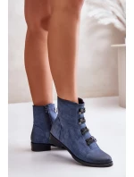 Zateplené dámské boty na zip modré Evalith