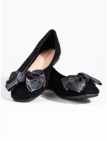 Stylové černé dámské  baleríny bez podpatku