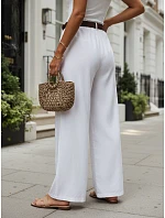 Dámské kalhoty z lyocellu se širokými nohavicemi, bílé, FashionStreet UY3067