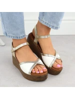 Dámské sandály na platformě bílé a zlaté S.Barski PL51-324