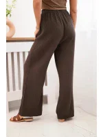 Mušelínové kalhoty se širokou nohavicí hnědý