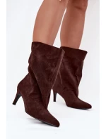 Dámské kotníkové boty na jehlovém podpatku Solvienne – čokoládové