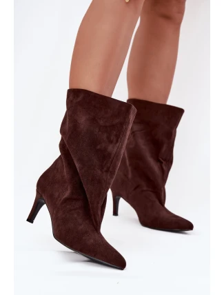 Dámské kotníkové boty na jehlovém podpatku Solvienne – čokoládové