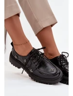 Dámské lakované kožené polobotky s připínacími doplňky Artiker – černé