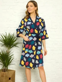 Dámský župan Y19260 tm. modrý s lístky - La Penna