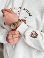 Dámská oversize mikina s kapucí SPECIAL KITTY šedá FashionStreet BY1510