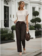 Dámská oversize blůza z viskózy s krátkými rukávy, béžová, FashionStreet RY2927 Dámská oversize blůza z viskózy s krátkými rukávy, béžová, FashionStreet RY2927