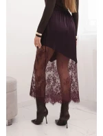 Dámská viskózová sukně s krajkou švestková