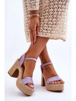 Pohodlné semišové sandály na robustním podpatku fialove Elishia