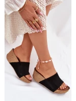 Dámské Semišové Pantofle Na Korek Korku Černé Zazoo 40311