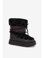 Dámské Sněhule S Kožešinou A Šněrováním Na Platformě Černé Marinna