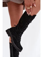 Semišové kotníkové boty se šněrováním do půli lýtka Zazoo 3103 Černé Semišové kotníkové boty se šněrováním do půli lýtka Zazoo 3103 Černé