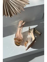 Průhledné sandály na podpatku s ozdobami D&A MR52-232 zlaté