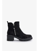 Dámské Kotníkové Boty S Ažurovým Vzorem Na Podpatku Černé Oviria Dámské Kotníkové Boty S Ažurovým Vzorem Na Podpatku Černé Oviria