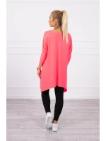 Oversize halenka s potiskem duhových rtů růžová neonová Oversize halenka s potiskem duhových rtů růžová neonová