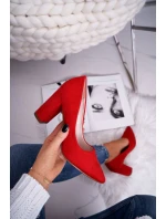 Dámské semišové lodičky na podpatku červené Florena