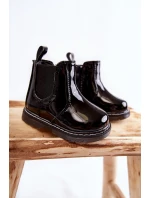 Dětské Lakované zateplené boty černé Porky Dětské Lakované zateplené boty černé Porky