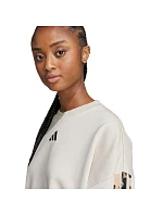 Dámská mikina adidas Animal Print 3-Stripes French Terry Sweatshirt cream JM1836