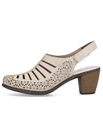 Kožené sandály na podpatku Rieker W RKR49B beige