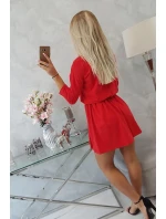 Šaty s flitrovou kapsou červené