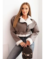 Dámská pilotka z ekokůže s podšívkou a páskem fango