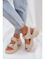 Textilní Lehká Sandály Na Platformě Světle Béžové Deniffia