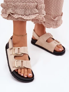 Dámské sandály s přezkami světle béžové Seladith