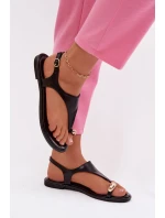 Dámské sandály na nízkém podpatku se zlatým detailem Černé Talorina