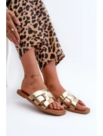 Dámské ploché pantofle z eko kůže, zlato Risamay