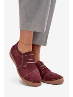 Dámské kožené polobotky s prošitím Artiker – bordó