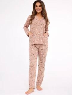 Dámské pyžamo Smile 4  482/434 Tmavě béžová vzor - Cornette