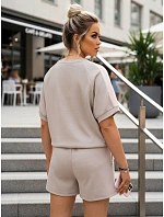 Dámská viskózová souprava s motýlem a šortkami béžová FashionStreet AY1184
