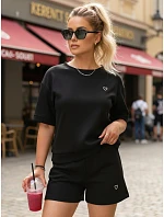 Dámský viskózový komplet s motýlem a šortkami černý FashionStreet AY1200
