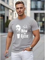 Pánské klasické bavlněné tričko s potiskem v šedé barvě FashionStreet NX5145R Pánské klasické bavlněné tričko s potiskem v šedé barvě FashionStreet NX5145R