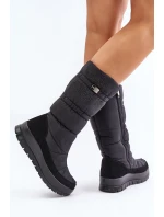 Dámské Sněhové Boty Se Zdobením Černé Progress PROGJ-24-147 Dámské Sněhové Boty Se Zdobením Černé Progress PROGJ-24-147