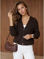 Dámský kardigan s kapsami v čokoládové barvě FashionStreet MY2576