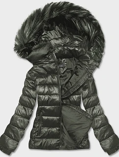 Dámská krátká zimní bunda khaki (YP-20129-6)