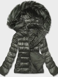 Krátká dámská zimní bunda v khaki barvě (YP-20129-6)